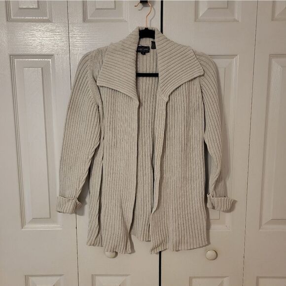 Jeanne Pierre cream collard open cardigan - Picture 1 of 6